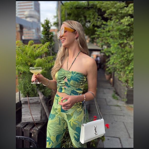 Zara Pants - ZARA Green Tropical Set size small
